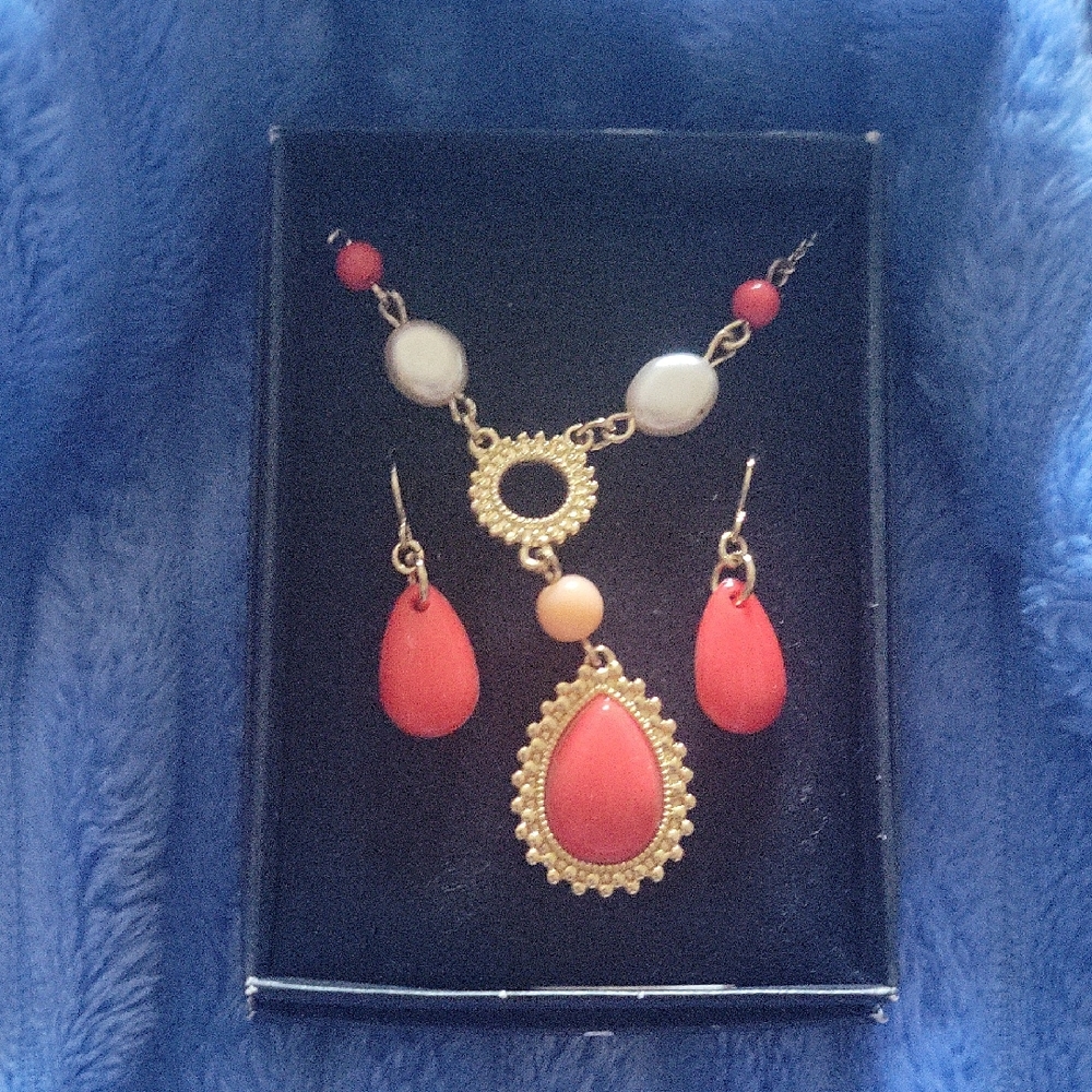 New Elegant Gold and Orange Fashion Jewelry Set